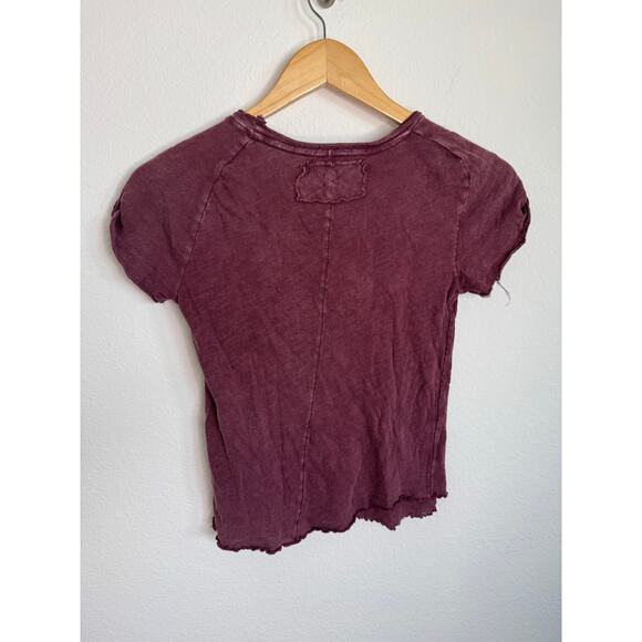 We The Free Womens My Baby Tee Red Maroon Soft Tshirt Size Small - Picture 6 of 6
